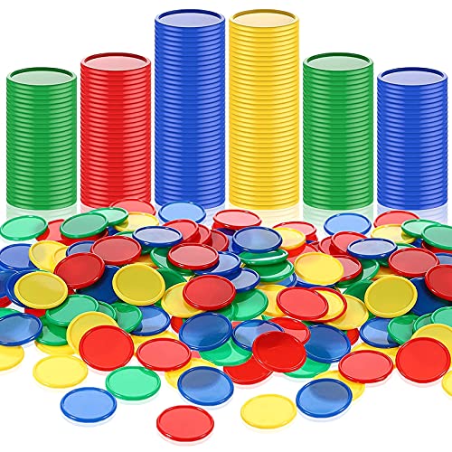 400 Fichas de Póquer de Plástico Tarjeta de Fichas en Blanco de Contadores de Aprendizaje Pequeños de 4 Colores 1 Pulgada para Juego Matemáticas Recompensa