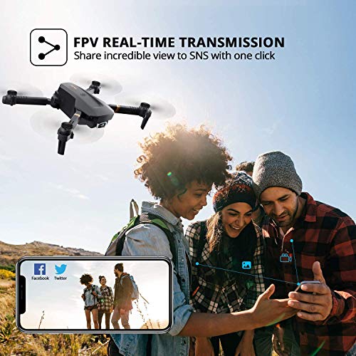 4DRC Drone Plegable con Cámara 1080P HD, Dron WiFi FPV por Control Remoto, Altitud Hold, Un botón de despegue / Aterrizaje, Quadcopter Helicóptero con Headless Modo, 3D Flip, Modo Órbita, 2baterías