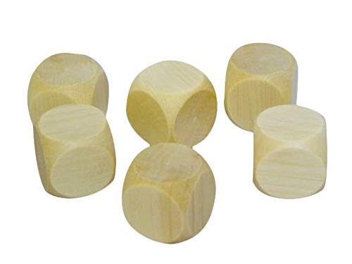 5 cubos de dados lisos de madera en blanco liso sin pintar de seis caras de 40 mm