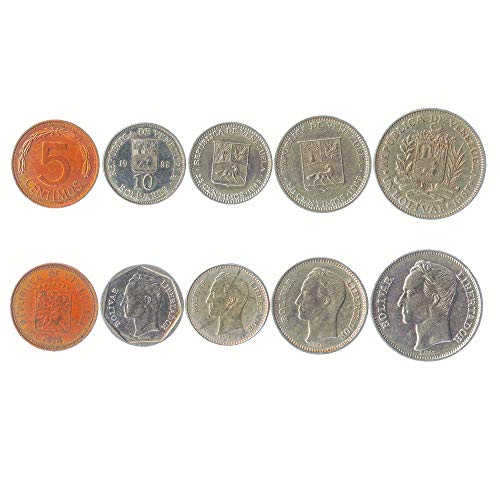 5 Monedas Diferentes: Moneda Extranjera Venezolana Antigua Y Coleccionable para Coleccionar Libros, Juegos Únicos De Dinero Mundial, Regalos para Coleccionistas
