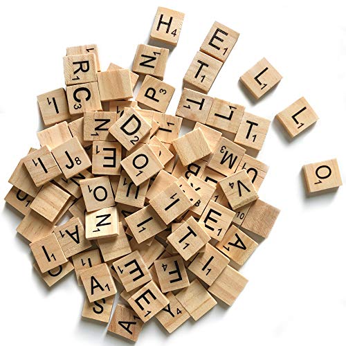 500 azulejos de letras de madera, letras de Scrabble para manualidades, decoración de regalo de madera para hacer posavasos de alfabeto y crucigrama Scrabble