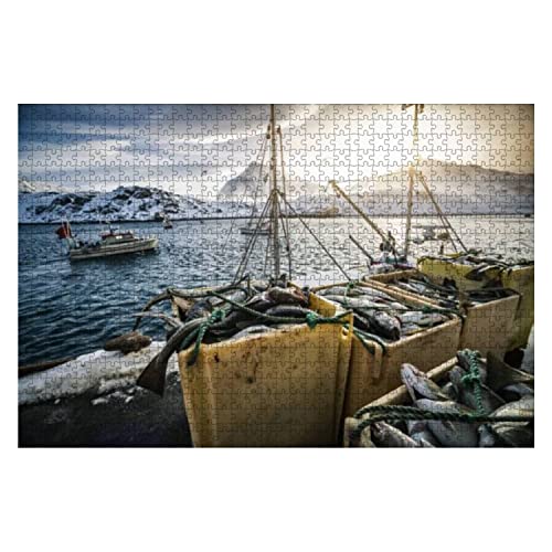 500 Piezas Rompecabezas Pesca Industrial De Bacalao En El Norte De Noruega Paisajes Invernales Impossible Rompecabezas Educativo Jigsaw Puzzle para Relajación Amigos Adolescentes