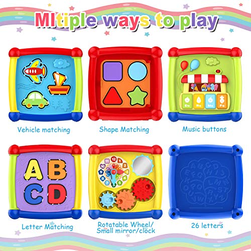 6 en 1 Cubo de Actividad Multiusos Juguetes para Bebés 12-18 Mes Juguetes para Bebés 6 12 Mes Clasificador de Forma de Color Musical Regalo para 1 2 3 años Niños Niñas Navidad cumpleaños