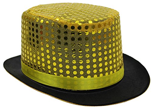 Accesorio de Sombrero de Copa de Lentejuelas para Adultos - Accesorio espectáculos de Danza - Sombrero de Maestro de Ceremonias para Hombre de Las señoras (Oro - Paquete de 24)