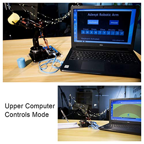 Adeept 5-DOF Kit de brazo robótico compatible con Arduino IDE | Kit de robot de bricolaje | Kit de brazo de robot STEAM con pantalla OLED | Código de procesamiento y tutorial PDF