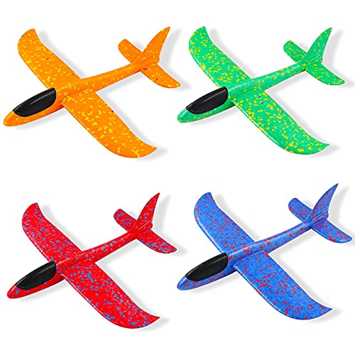 AGAKY Avion Planeador, 4 Pcs Aviones de Juguete para niños, 37cm Planos de Espuma, Deportes Al Aire Libre Volar Juguete,Modelo de Avion Favores de la Fiesta