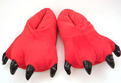 Aivtalk - Unisex Zapatilla Cosplay Disfraz de Paw Animal Para Casa Halloween Navidad Slipper Franela Suave Cómodo Talla EU 38-45 - Rojo