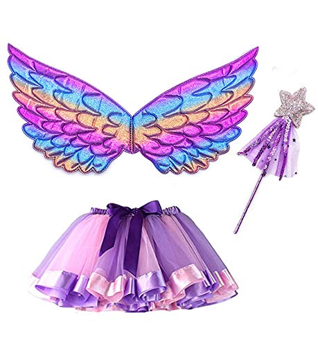 Alas Hada Disfraz, Tutu Wings and Set Butterfly Wings Disfraz de Princesa de Hadas para niñas Disfraz de