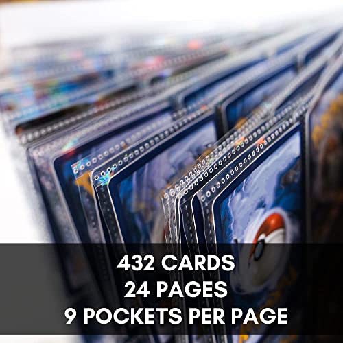 Álbum para 432 Cartas Pok, Libro con fundas de plástico para tarjetas o cromos, Ilustraciones de personajes, álbum para tarjetas
