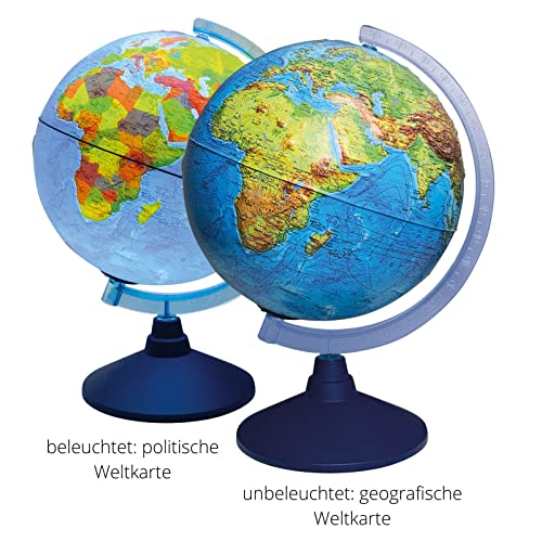alldoro Globo terráqueo 3D Lexi 68610, diámetro de 32 cm, con aplicación de smartphone IQ Globe, globo terráqueo con luz LED sin cable, globo terráqueo infantil con relieve