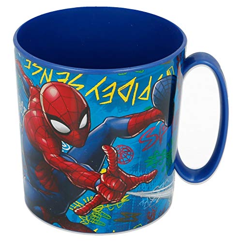 ALMACENESADAN 2576; Taza Spiderman; Cabeza de Spiderman; Producto de plástico, Reutilizable; Libre de bpa; Capacidad 410 ml