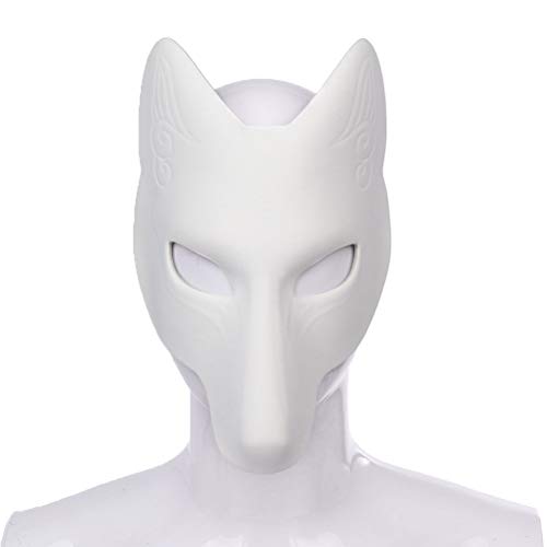 AmosfunPc - Máscara de zorro en blanco para Halloween, DIY en blanco, máscara de zorro de PU para fiesta de disfraces de cosplay