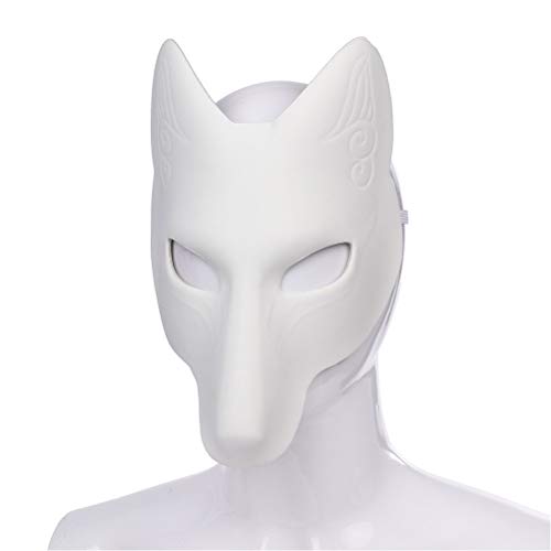 AmosfunPc - Máscara de zorro en blanco para Halloween, DIY en blanco, máscara de zorro de PU para fiesta de disfraces de cosplay