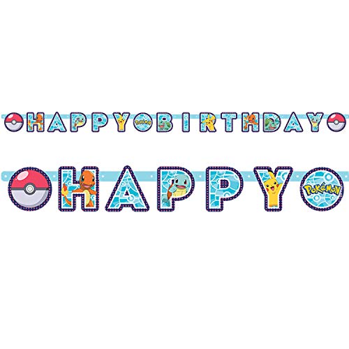 Amscan 9904825 - Banner de cartas de feliz cumpleaños de Pokémon - 2,1 m