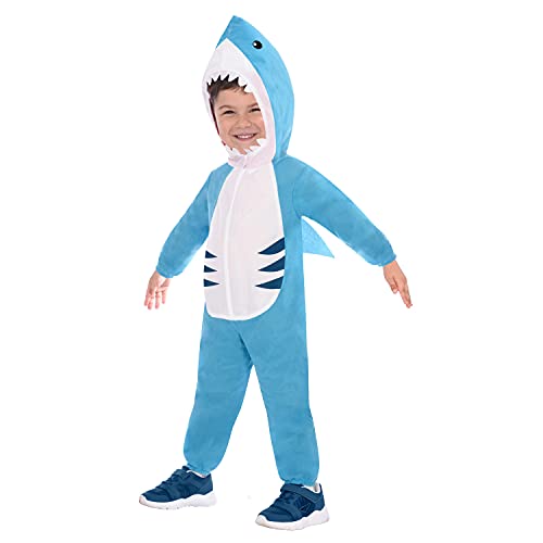 amscan 9907151 Disfraz infantil de tiburón para niños de 4 a 6 años, unisex, azul/blanco