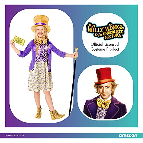 amscan 9909009 - Disfraz oficial de Warner Bros, con licencia de Willy Wonka, disfraz de fábrica de chocolate (10-12 años)