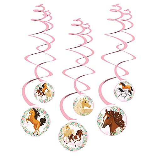 amscan 9909884 – Espirales Decorativas de Caballo, 6 Unidades, de Papel, decoración Colgante, cumpleaños Infantil, Fiesta temática