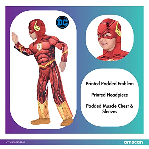 amscan- The Flash Disfraz Sostenible-Edad, Color rosso, medium 6-8 años (9906079EU)