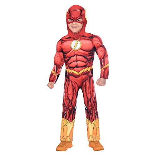 amscan- The Flash Disfraz Sostenible-Edad, Color rosso, medium 6-8 años (9906079EU)