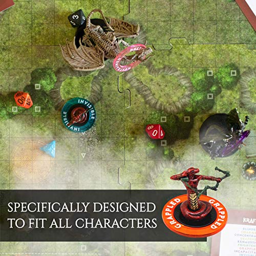 Anillos Marcadores de Condición de Dungeons & Dragons [96 Piezas] Fichas para Estado de Efectos de Hechizos (24 Condiciones y Colores) - Accesorios de Juego de rol Dragones y Mazmorras