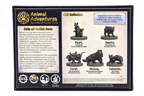Animal Adventures: Secrets of Gullet Cove - Cats of Gullet Cove, RPG Miniaturas para Juegos de Mesa listos para Pintar o Jugar, 5e Dungeon Crawl Campaign Compatible