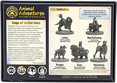 Animal Adventures: Secrets of Gullet Cove - Dogs of Gullet Cove, RPG Miniaturas para Juegos de Mesa listos para Pintar o Jugar, Compatible con la campaña 5e Dungeon Crawl