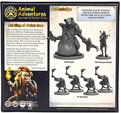 Animal Adventures: Secrets of Gullet Cove - Rat King of Gullet Cove, RPG Enemy Miniaturas para Juegos de Mesa listos para Pintar o Jugar, Compatible con la campaña 5e Dungeon Crawl