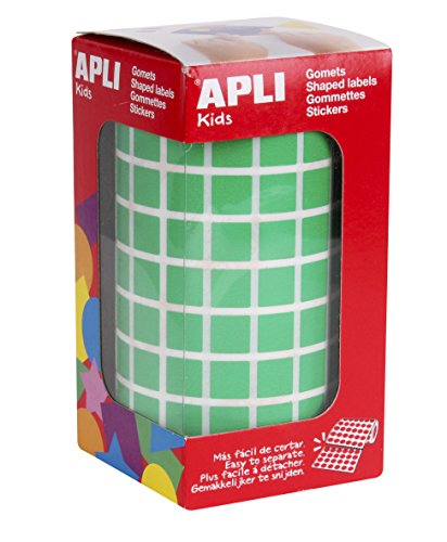 APLI Kids 4874 - Rollo de gomets cuadrados 10 mm, color verde