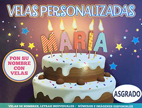 通用 ASGRADO Velas de cumpleaños con Nombre y Numero Colores,Regalo de cumpleaños, Personalizadas
