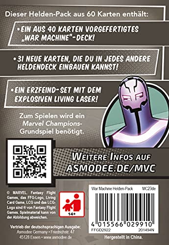 Asmodee Marvel Champions: El Juego de Cartas – War Machine, expansión de héroes, baraja en alemán