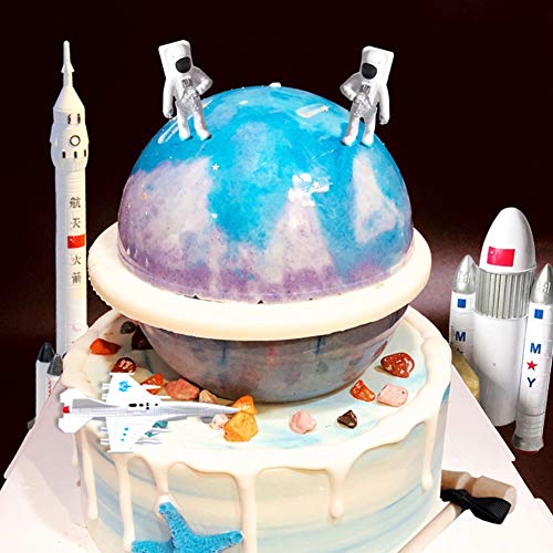 Astronauta Cake Topper Pastel Decoración Suministros, Nave Espacial Figures Toy Juguetes Muñeca Hecha a Mano Muñeca Decoración Maqueta de Nave Espacial Juguete para niños Animales Juguetes Set