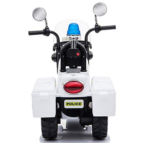 ATAA Moto de Policía Mini - Blanco - Moto eléctrica para niños con batería 6v. Moto de policía Infantil