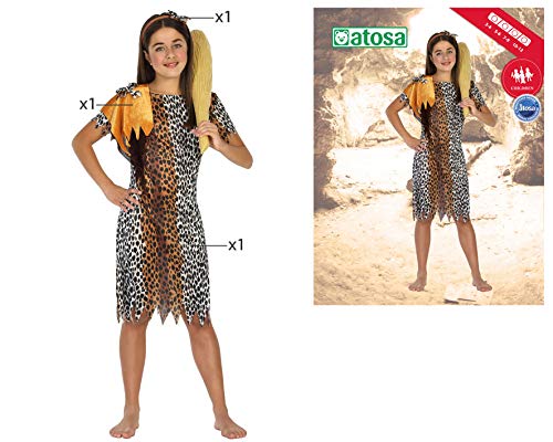 Atosa disfraz cavernicola niña infantil marrón 5 a 6 años