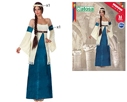 ATOSA disfraz dama medieval mujer adulto noble azul XL