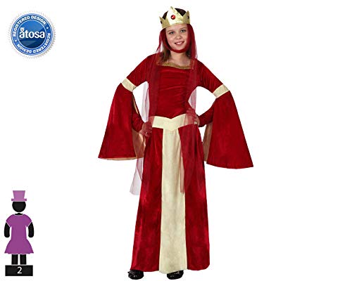 Atosa disfraz reina medieval niña infantil rojo 5 a 6 años