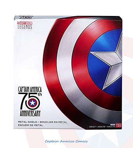 Avengers Réplica de Marvel Escudo Capitan America 60Cm Edición 75 Aniversario,1:1 Accesorios de Disfraces Retro de Halloween Para Adultos Accesorios Bar Escudo Decoraciones Para Colgar