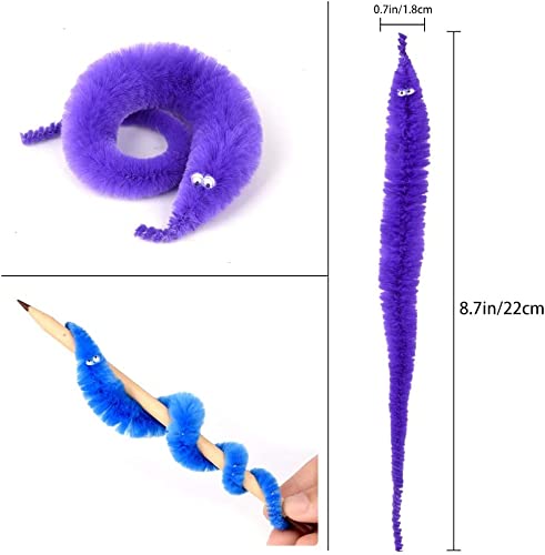 Bag-Best Magic Worm Twisty - Juego de 6 divertidos juguetes de gusano de gusano con hilo invisible (6 colores)