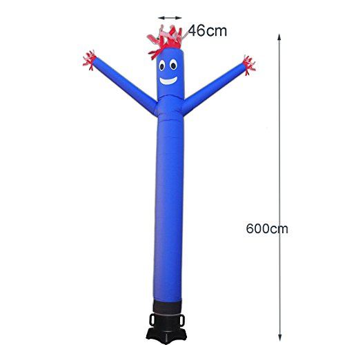 Bailarín inflable de la marioneta del cielo del hombre del tubo – Divertido loco agitando el tipo inflable del tubo para el anuncio del festival (sin soplador) (azul, 20 pies)