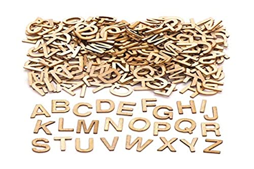 Baker Ross AW350 Letras mayúsculas de Madera en Miniatura para Decorar Manualidades, Madera, Paquete de 260