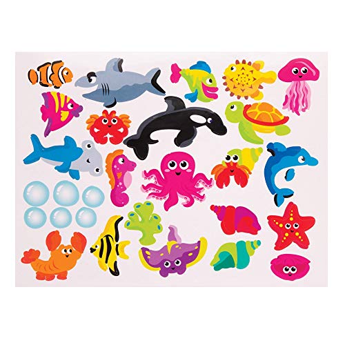 Baker Ross- Escenas reutilizables con adhesivos de animales marinos para pegatinas (Pack de 4) - Actividad de manualidades infantiles para decorar con pegatinas
