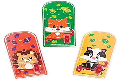 Baker Ross- Juegos de Pinball con Animales del Bosque (Pack de 8) para Bolsas Sorpresa Infantiles