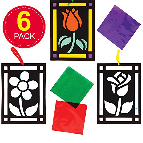 Baker Ross Kits Adornos Efecto de Cristal Tintado Flores (Pack de 6) - Artes y manualidades festivas