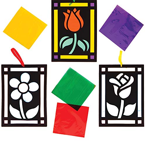 Baker Ross Kits Adornos Efecto de Cristal Tintado Flores (Pack de 6) - Artes y manualidades festivas