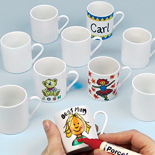 Baker Ross Mini tazas de porcelana Baker Ross (caja de 6) para decorar, personalizar y regalar a los niños