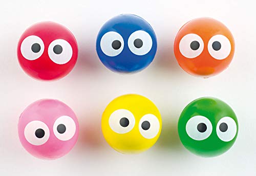 Baker Ross- Pelotas de Goma (Pack de 6) de Colores Fluorescentes con Ojos Redondos -Regalos Infantiles para Bolsas de cotillón