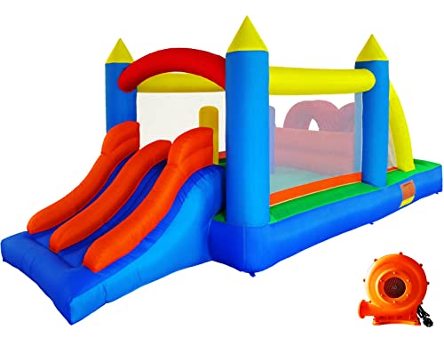 Ballsea Castillo hinchable con ventilador, adecuado para niños de 3 a 10 años, castillo hinchable grande XXL (488 x 240 x 190 cm)