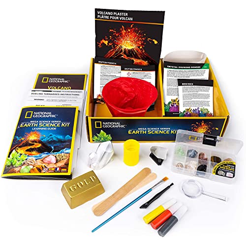 BANDAI National Geographic - Kit de Explorador de Ciencias de la Tierra - 5 experimentos científicos (Volcan, tornade…) y 8 mineales Incluidos - Juego científico y Educativo - Stem (JM80561M)
