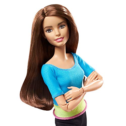 Barbie- Fashionista Made to Move Muñeca con Articulaciones Flexibles, Top Azul, Multicolor (Mattel DJY08)