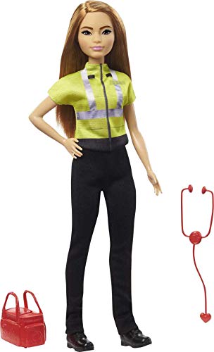 Barbie Quiero Ser Paramédica, muñeca profesiones médico con accesorios de juguete (Mattel GYT28)