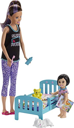Barbie Skipper Canguro con Muñeca, Bebe con Ropa Que Brilla En La Oscuridad y Accesorios (Mattel GHV88)